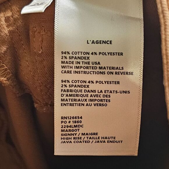 NWT L'AGENCE Margot Jean Java Coated 25 - Picture 4 of 5